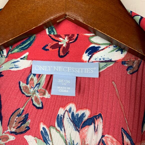 Only Necessities Blouse Top Short Sleeve Pink Floral Women’s 34/36 4X - Picture 3 of 10
